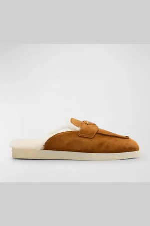 Prada Suede Shearling Mule Loafers