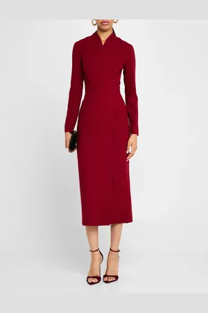 E.stott Eloise Stretch Wool Column Midi Dress