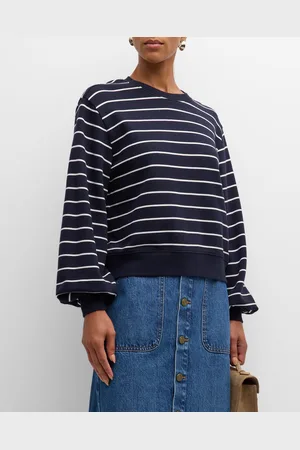 Frame Stripe Blouson-Sleeve Sweatshirt