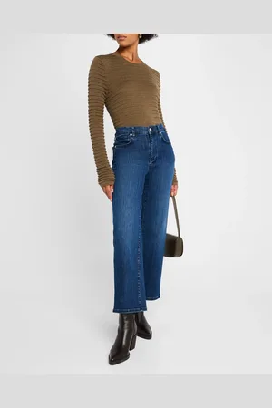 Frame Smocked Long-Sleeve Crewneck Top