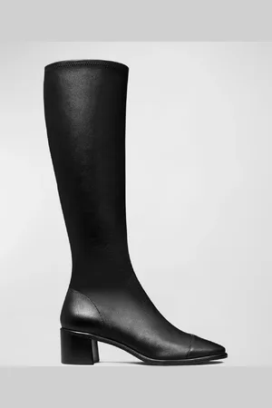 Tory Burch Leather Cap-Toe Medallion Knee Boots