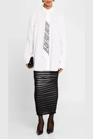 Jean Paul Gaultier Rib Mariniere Striped Mesh-Inset Maxi Skirt