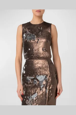 AKRIS Bi-Color Sequin Top