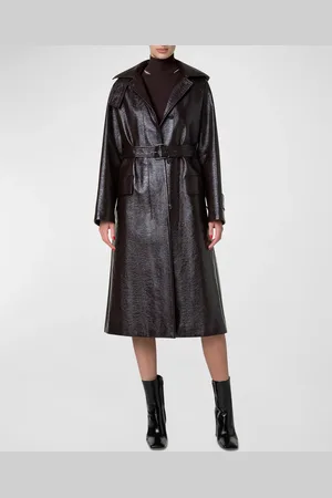 AKRIS Zeno Lacquer Cotton Belted Trench Coat