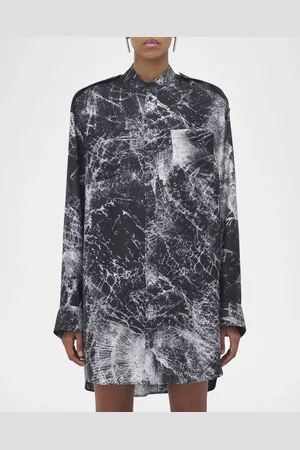 Alexander McQueen Smashed Screen Print Button Down Shirting Mini Dress