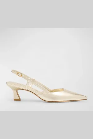 Stuart Weitzman Vinnie Metallic Kitten Slingback Pumps