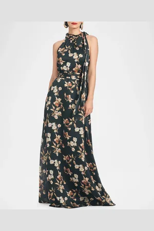 Sachin & Babi Kayla Floral-Print Georgette Gown