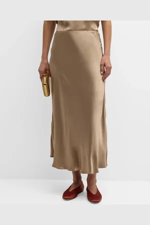 Argent Bias-Cut Viscose Satin Midi Skirt