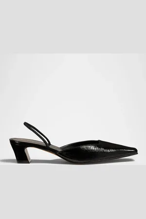 Khaite Roosevelt Leather Kitten Slingback Pumps