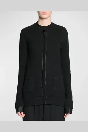 Saint Laurent Silk-Trim Crewneck Cardigan
