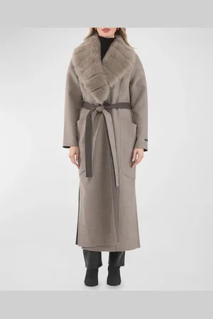 GORSKI Belted Cashmere Wrap Coat with Detachable Merinillo Lamb Shearling Collar