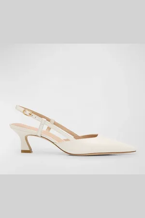 Stuart Weitzman Vinnie Leather Kitten Slingback Pumps