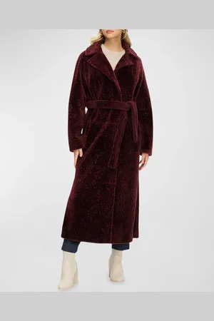 GORSKI Reversible Shearling Lamb Belted Long Coat With Side Slits