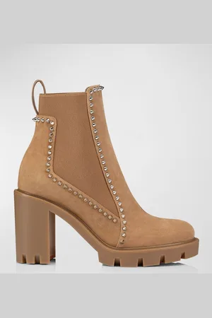 Christian Louboutin Spikes Suede Chelsea Red Sole Booties