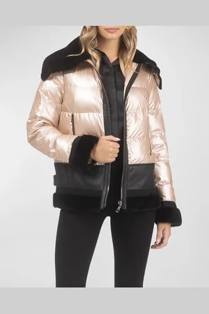 GORSKI Shiny Quilted Jacket With Lamb Shearling Trim