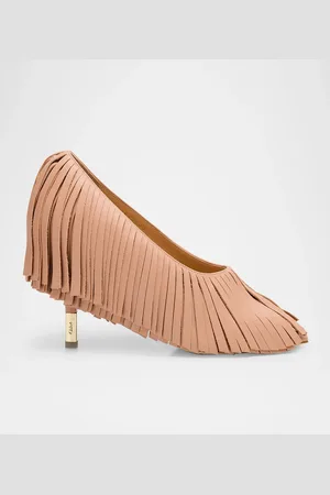 Chloé Mona Leather Fringe Peep-Toe Pumps