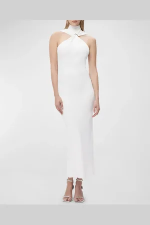 Hervé Léger Angelica Gathered Turtleneck Sleeveless Rib Gown
