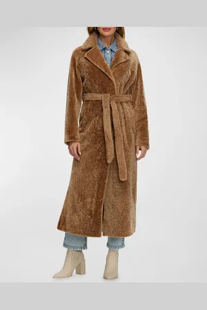 GORSKI Reversible Shearling Lamb Belted Long Coat With Side Slits