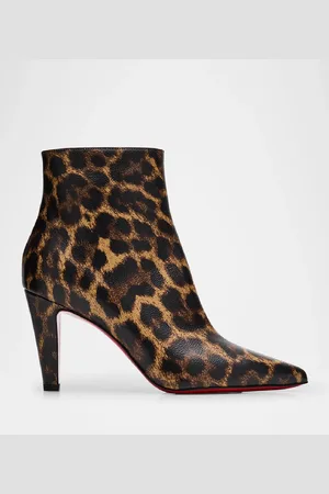 Christian Louboutin Vibella Red-Sole Leopard-Print Leather Booties