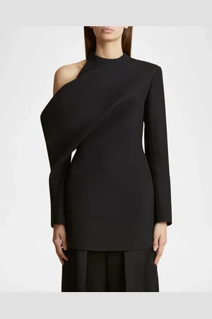 Khaite Tristan Draped Cold-Shoulder Long-Sleeve Top