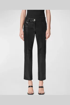 VERSACE Plonge Leather Straight-Leg Ankle Pants