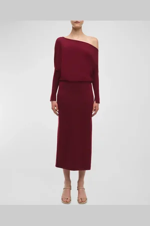 Simkhai Janese One-Shoulder Wool-Blend Midi Dress