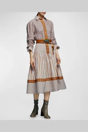 Silvia Tcherassi Lamar Multi-Striped Midi Shirtdress