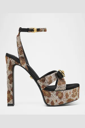 VERSACE Gianni Leopard Strass Platform Sandals