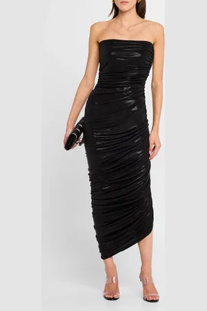 Norma Kamali Strapless Diana Asymmetric Ruched Gown