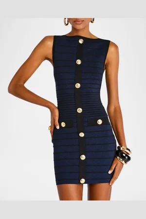 Retrofete Erin Sparkly Knit Buttoned Mini Dress