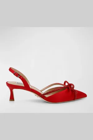Badgley Mischka Angelina Silk Shimmer Bow Slingback Pumps