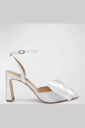 Badgley Mischka Alease Silk Bow Ankle-Strap Pumps