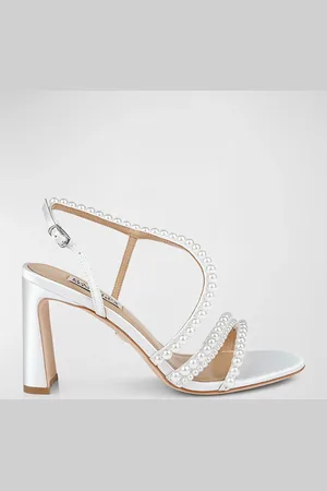 Badgley Mischka Amora Beaded Silk Ankle-Strap Sandals