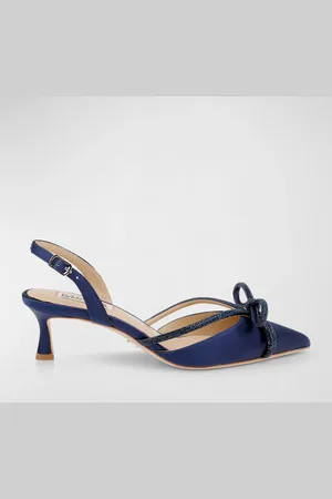 Badgley Mischka Angelina Silk Shimmer Bow Slingback Pumps