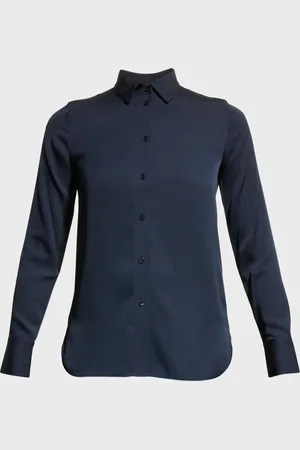 Vince Slim-Fit Long-Sleeve Stretch-Silk Blouse