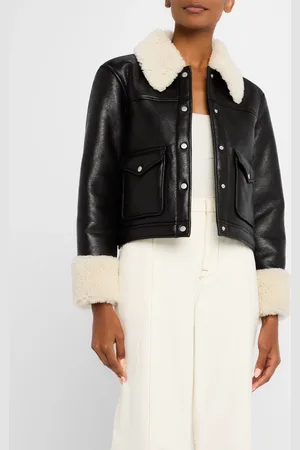 Rails Imani Faux Leather Jacket with Shearling Trim