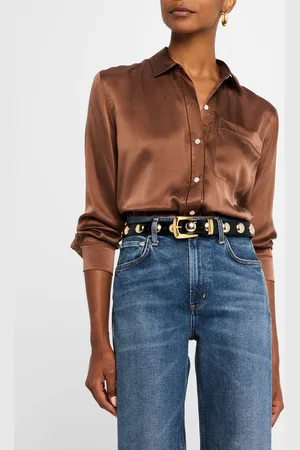 Rails Oak Silk Charmeuse Button-Front Shirt