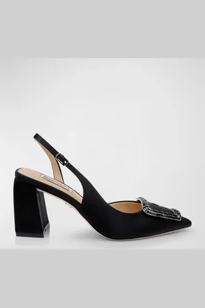 Badgley Mischka Adaline Glitter Buckle Slingback Pumps