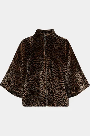 GORSKI Leopard-Print Shearling Lamb Zip Jacket With Cropped Sleeves