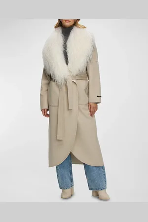 GORSKI Wool and Cashmere Coat with Mongolian Shearling Collar