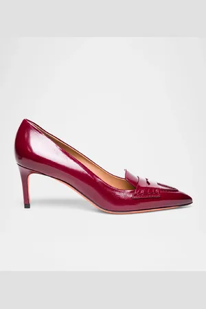 santoni Leather Penny Loafer Pumps