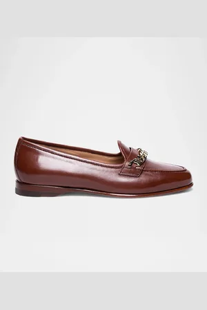 santoni Andrea Leather Chain Loafers