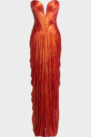 MARIA LUCIA HOHAN Noor Strapless Pleated Plisse Silk Gown