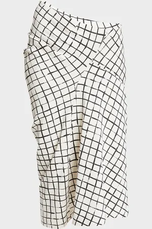 DRIES VAN NOTEN Harens Grid Print Asymmetric Midi Skirt