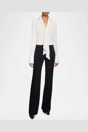 Santorelli Amanda Tie-Neck Silk Chiffon Blouse