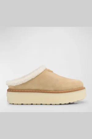Prada Suede Shearling Cozy Platform Mules