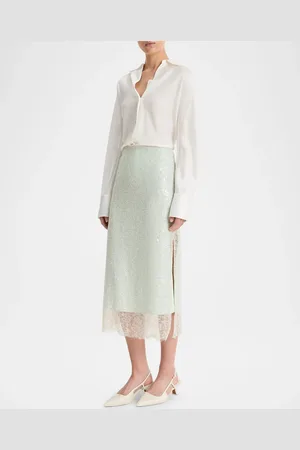 Vince Sequined Overlay Midi Skirt