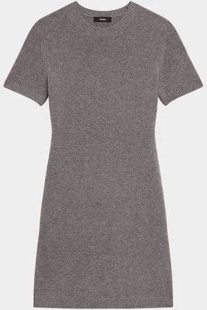 THEORY Crewneck Felted Wool-Cashmere Mini Sweater Dress