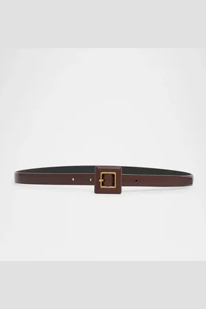 Saint Laurent Square Buckle Thin Leather Belt
