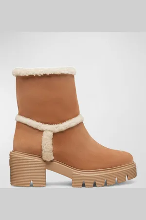 Stuart Weitzman Lennox Suede Shearling Booties